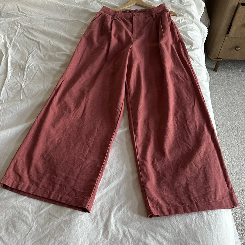 Grace Karin Dusty Rose Wide-Leg Pants - Picture 6 of 9